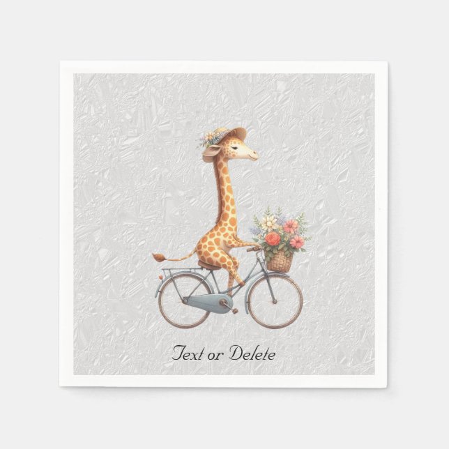Floral Bicycle Giraffe Napkins (Front)