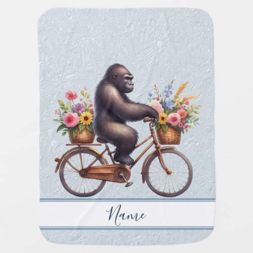 Floral Bicycle Gorilla Baby Blanket