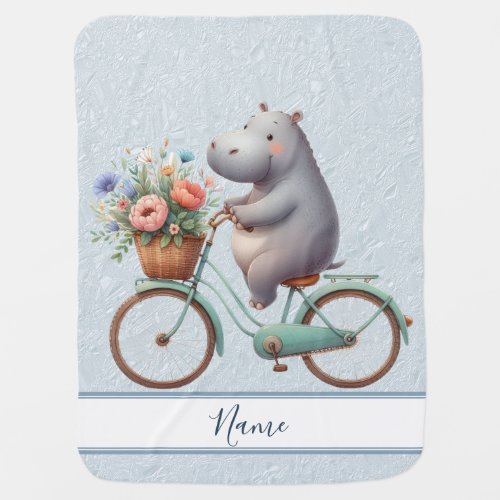 Floral Bicycle Hippo Baby Blanket