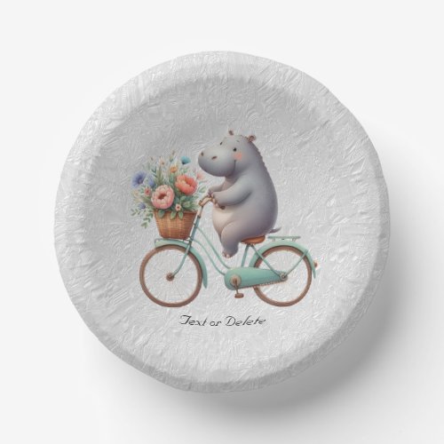 Floral Bicycle Hippo Paper Bowl
