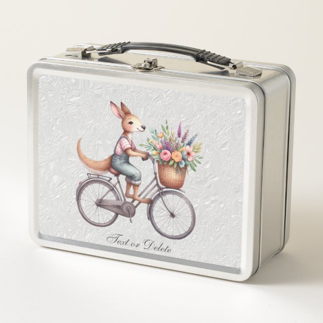Floral Bicycle Kangaroo Metal Lunch box (Front)