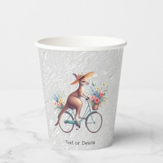 Floral Bicycle Kangaroo Paper Cups (Front)