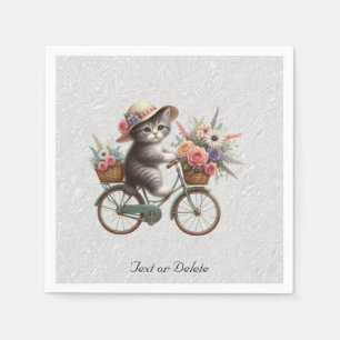 Floral Bicycle Kitten Napkins
