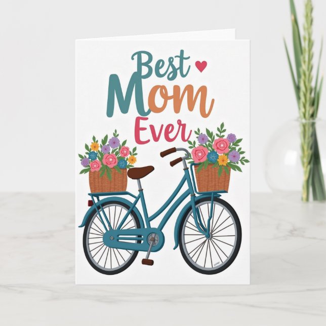 Floral Bicycle Mom Card (Front)