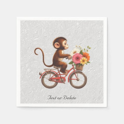 Floral Bicycle Monkey Napkins