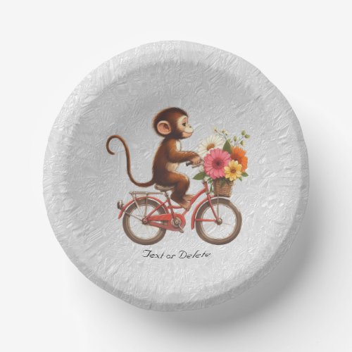Floral Bicycle Monkey Paper Bowl