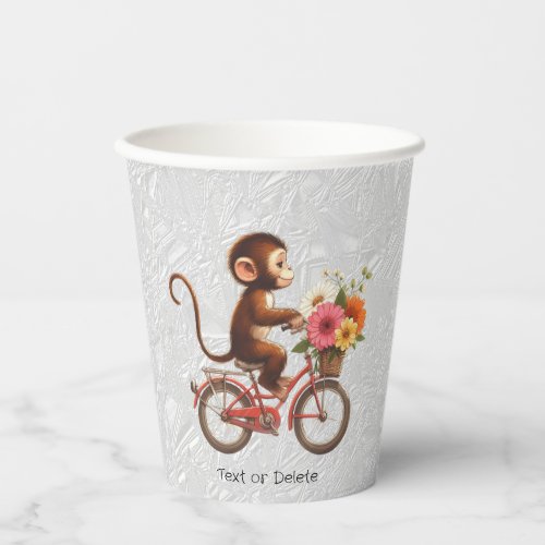 Floral Bicycle Monkey Paper Cups