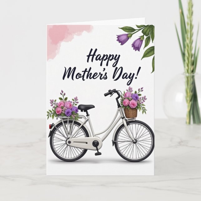 Floral Bicycle Mothers Day Card (Front)