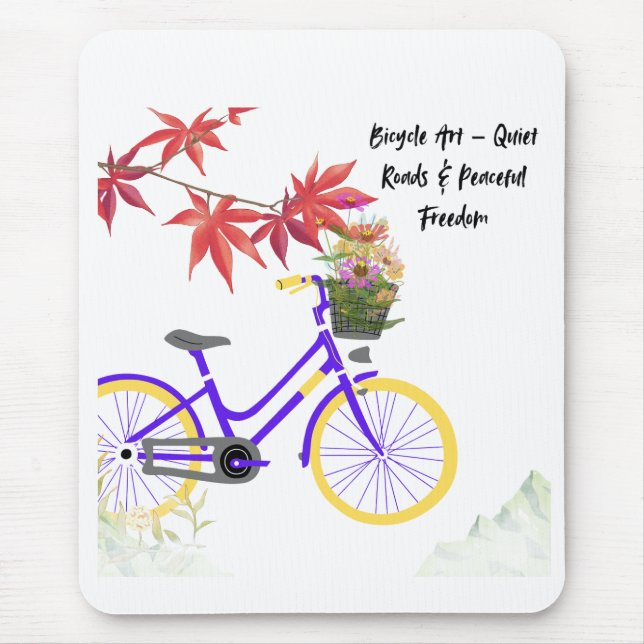 Floral Bicycle Motivation Design Mouse Pad (Front)