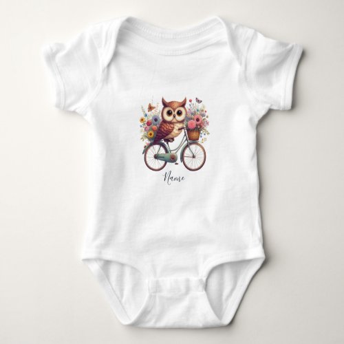 Floral Bicycle Owl Baby Bodysuit