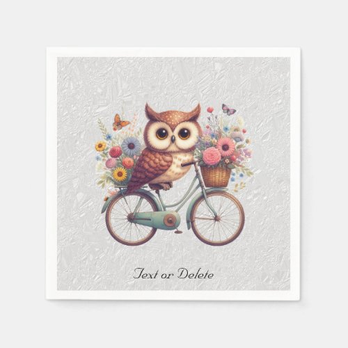 Floral Bicycle Owl Napkins