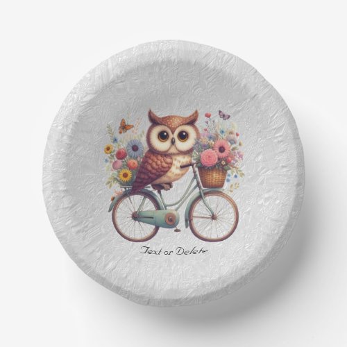 Floral Bicycle Owl Paper Bowl