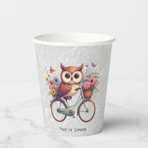 Floral Bicycle Owl Paper Cups