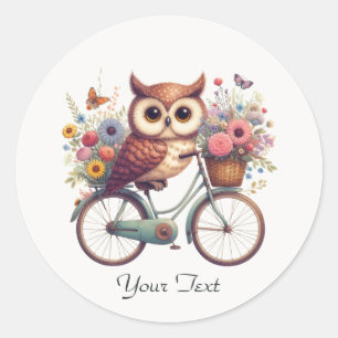Floral Bicycle Owl Sticker