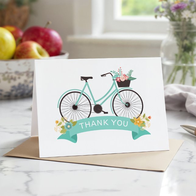 Floral Bicycle Pastel Chic Mint Thank You (Creator Uploaded)
