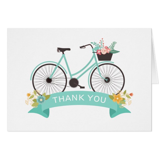 Floral Bicycle Pastel Chic Tiffany Mint Thank You Card