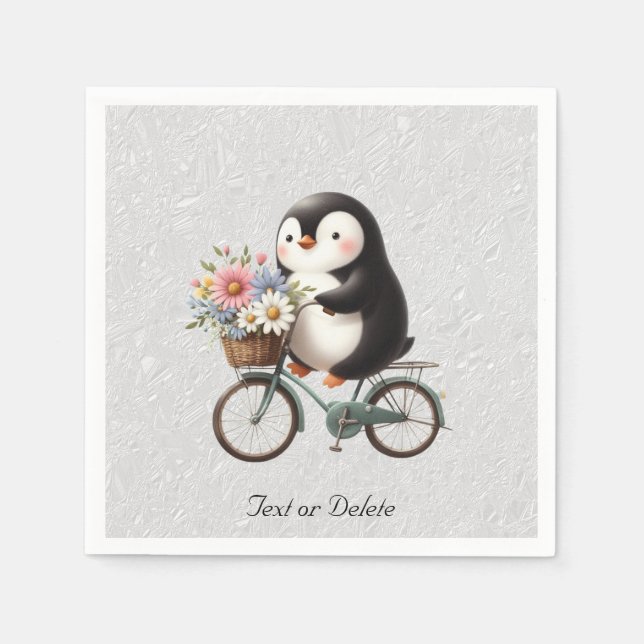 Floral Bicycle Penguin Napkins (Front)