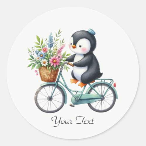 Floral Bicycle Penguin Sticker