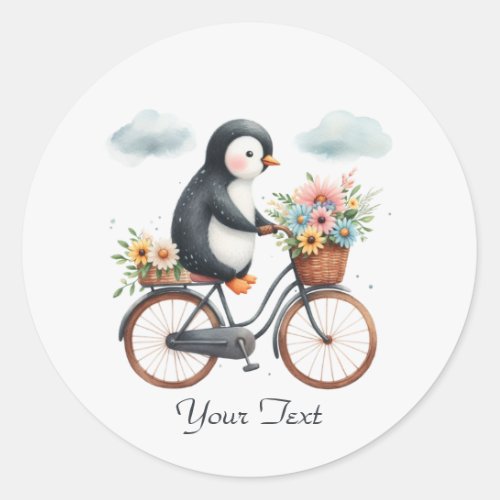 Floral Bicycle Penguin Sticker