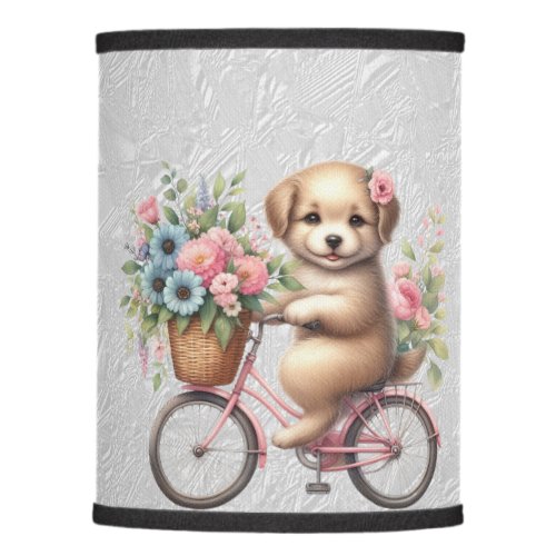 Floral Bicycle Puppy Lamp Shade