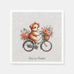 Floral Bicycle Puppy Napkins