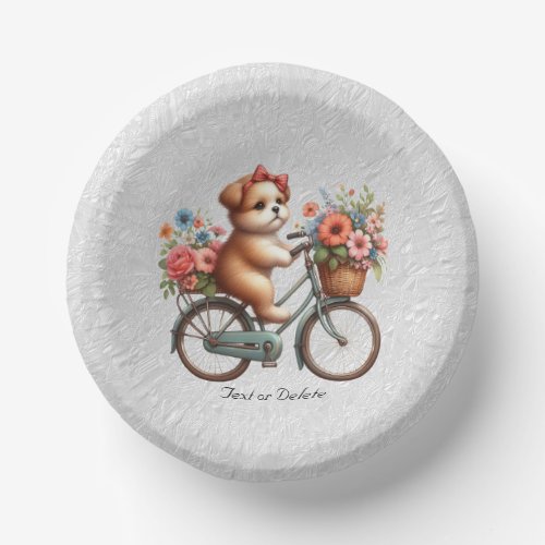 Floral Bicycle Puppy Paper Bowl