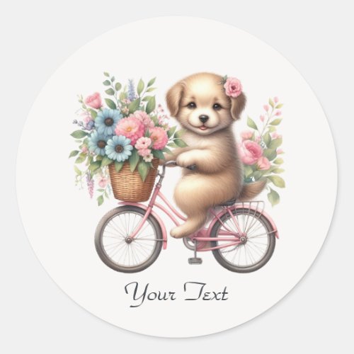 Floral Bicycle Puppy Sticker