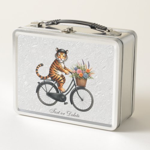 Floral Bicycle Tiger Metal Lunch box