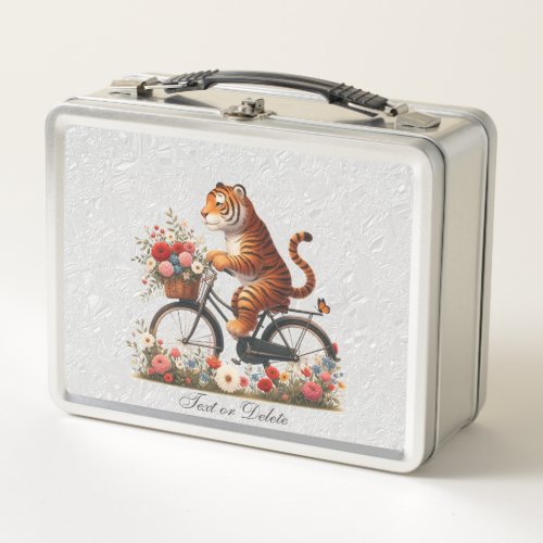 Floral Bicycle Tiger Metal Lunch box