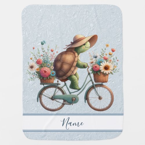 Floral Bicycle Turtle Baby Blanket