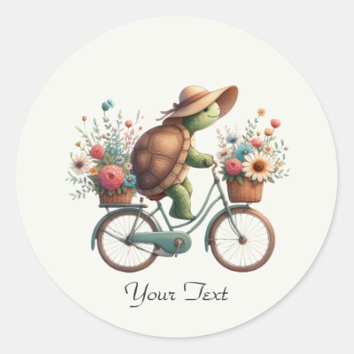 Floral Bicycle Turtle Sticker