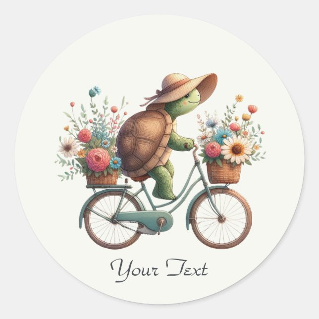 Floral Bicycle Turtle Sticker (Front)