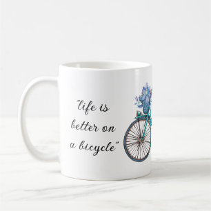 Floral Bicycle Watercolor Design Boho Chic Coffee Mug