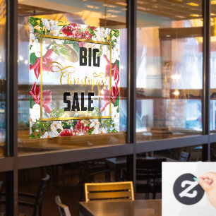 Floral Big Christmas Holiday Sale Window Cling