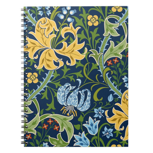 Floral Big Flowers: Dark Green Vintage Notebook (Front)