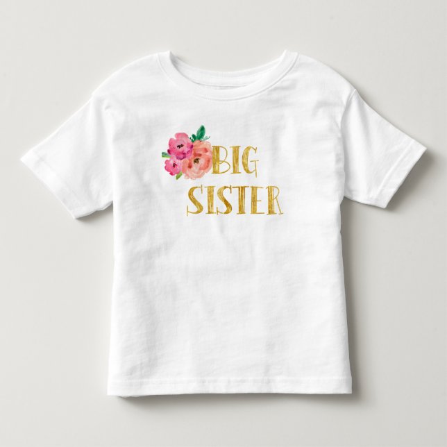 Floral Big Sister Shirt Gold Foil (Front)