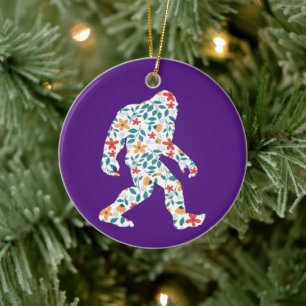 FLORAL BIGFOOT CERAMIC ORNAMENT