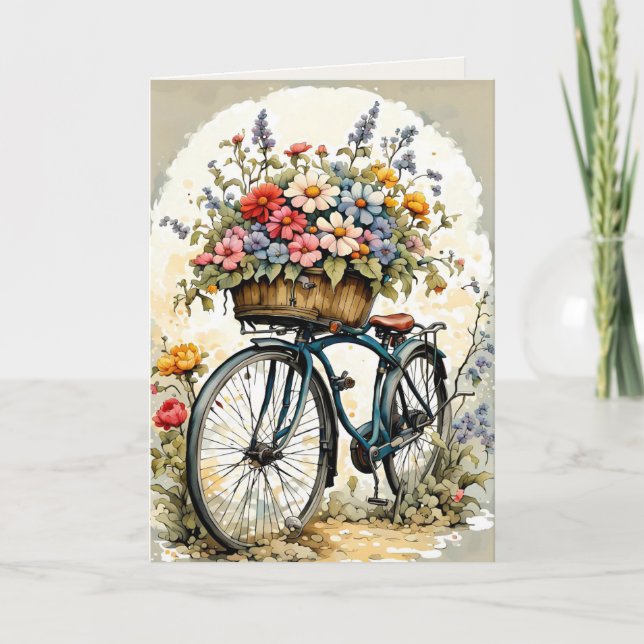 FLORAL BIKE BLANK ALL-OCCASION CARD (Front)