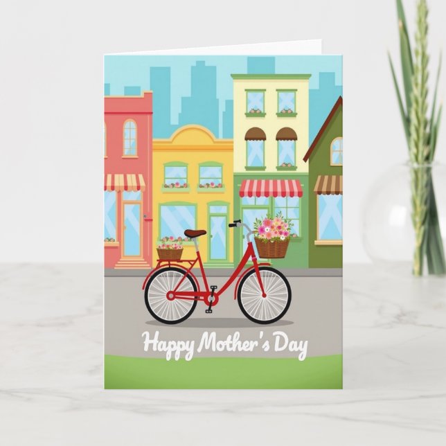 Floral Bike Mothers Day Card (Front)