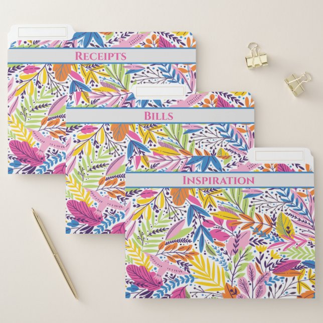 Floral Bill Recipts Office Organization File Folder (Set)