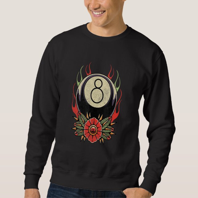 Floral Billiards For Men Women Billiard Pool Playe Sweatshirt (Front)