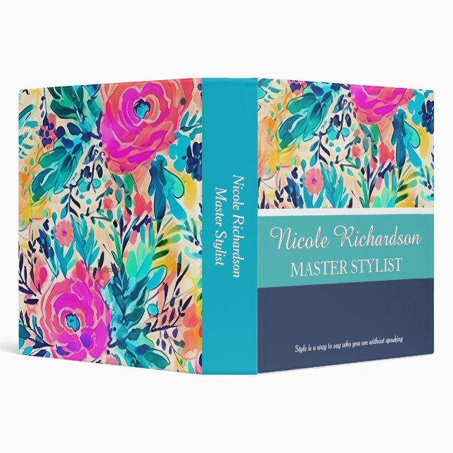 Floral Binder – Custom Name Binder for Work, Schoo (Background)