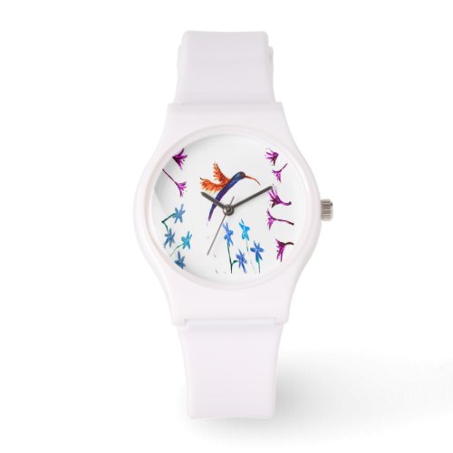 Floral Bird Art Hummingbird Watch