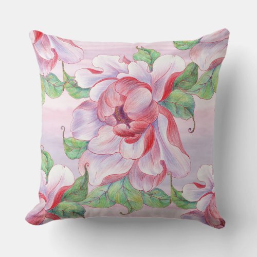 Floral bird beauty  throw pillow