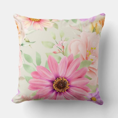 Floral bird beauty  throw pillow