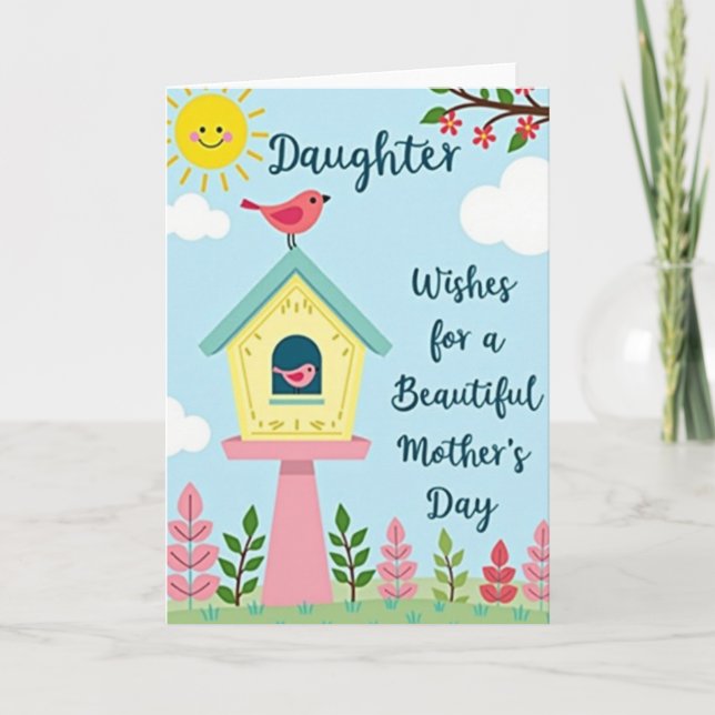 Floral Bird Family Mothers Day Card (Front)