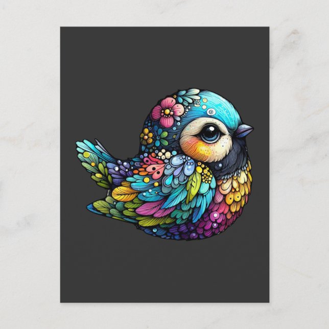 Floral Bird Harmony Postcard (Front)