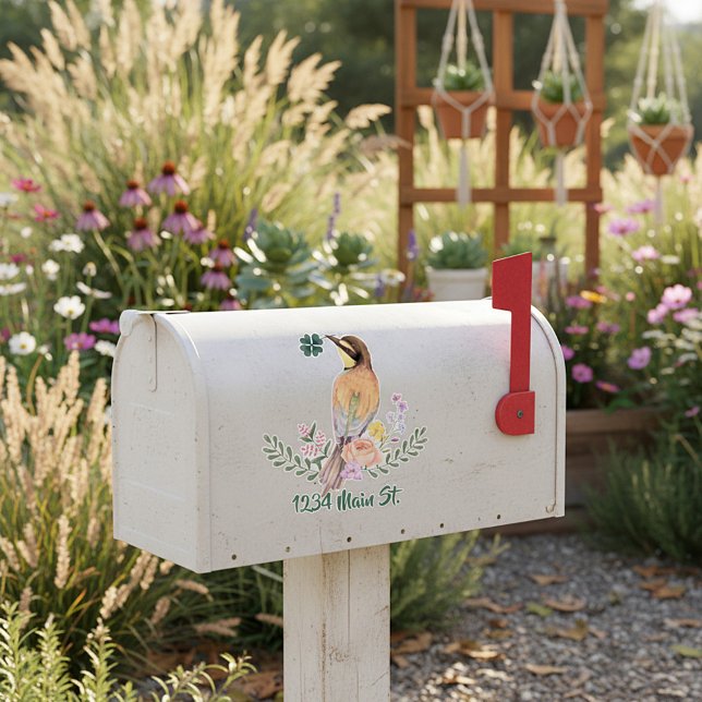 Floral bird mailbox sticker (Creator Uploaded)
