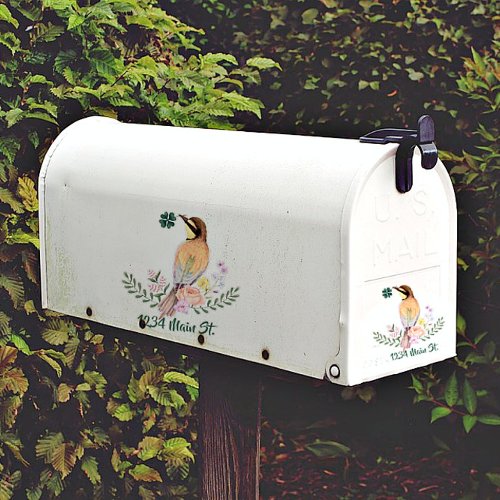 Floral bird mailbox sticker