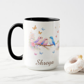 Floral Bird Mug | Pastel Butterfly Aesthetic Gift